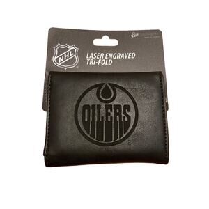 Edmonton Oilers NHL Laser Engraved Black Trifold Wallet Fan Gear LETRI7901BK NEW